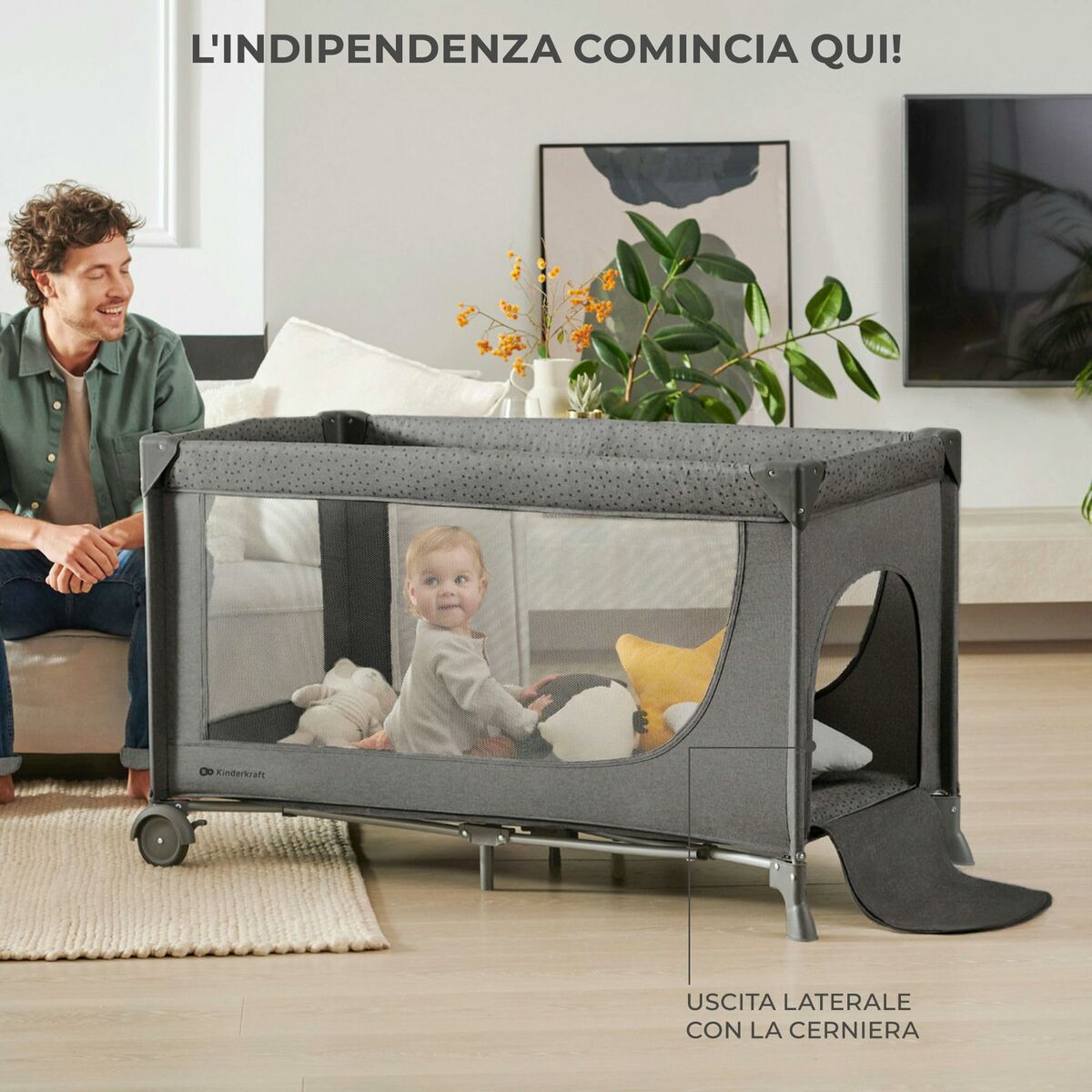 Pătuț de copil Kinderkraft KLJOY02DGR00000 - Bebelus, Dormitor
