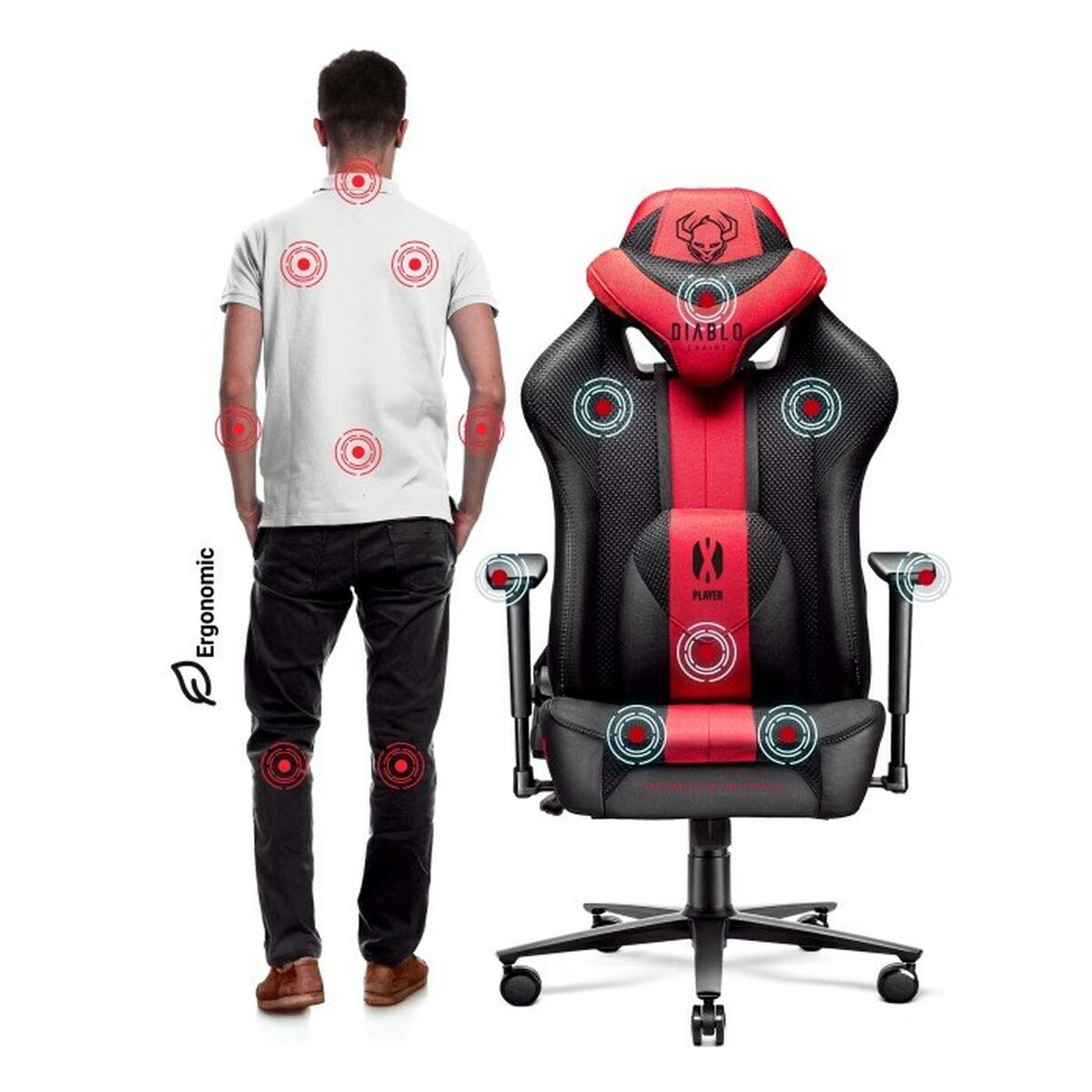 Scaun Gaming Diablo Chairs Diablo X-PLAYER 2.0 Negru Roșu - Acasă și bucătărie, Mobilă