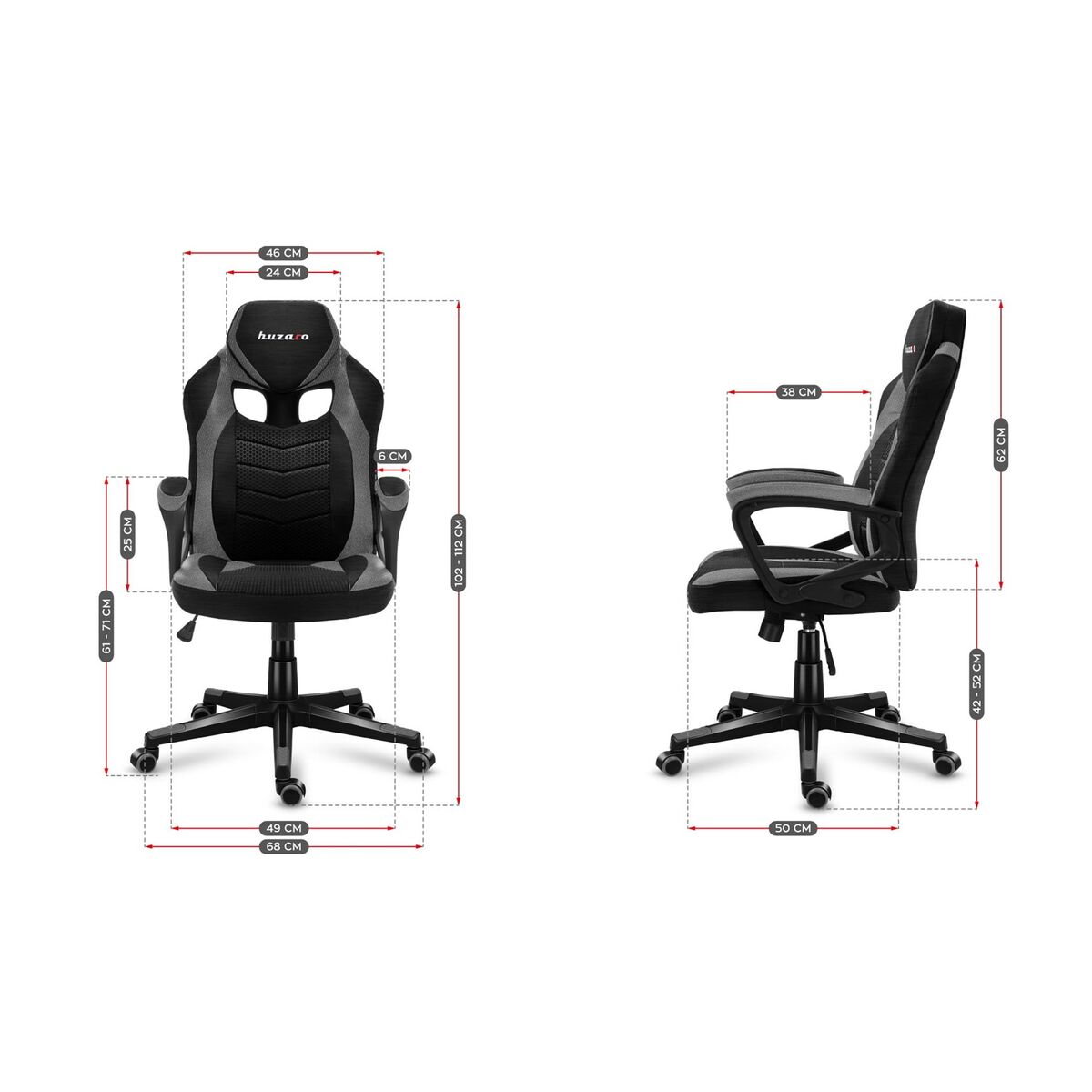 Scaun Gaming Huzaro FORCE 2.5 Negru Gri - Acasă și bucătărie, Mobilă