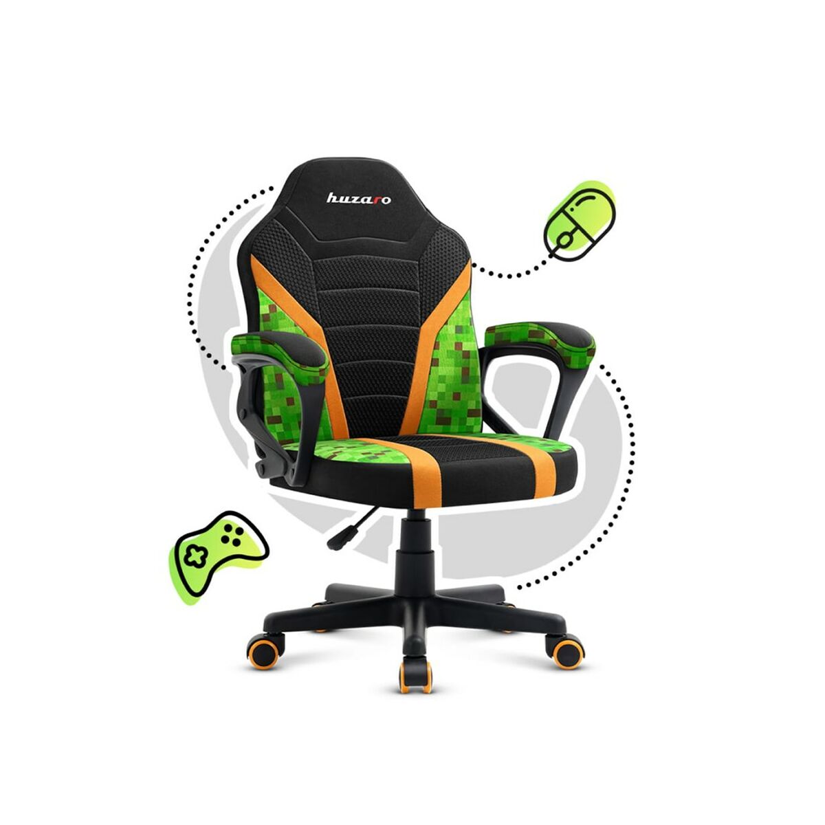 Scaun Gaming Huzaro HZ-Ranger 1.0 Pixel mesh Cu imprimeuri - Acasă și bucătărie, Mobilă