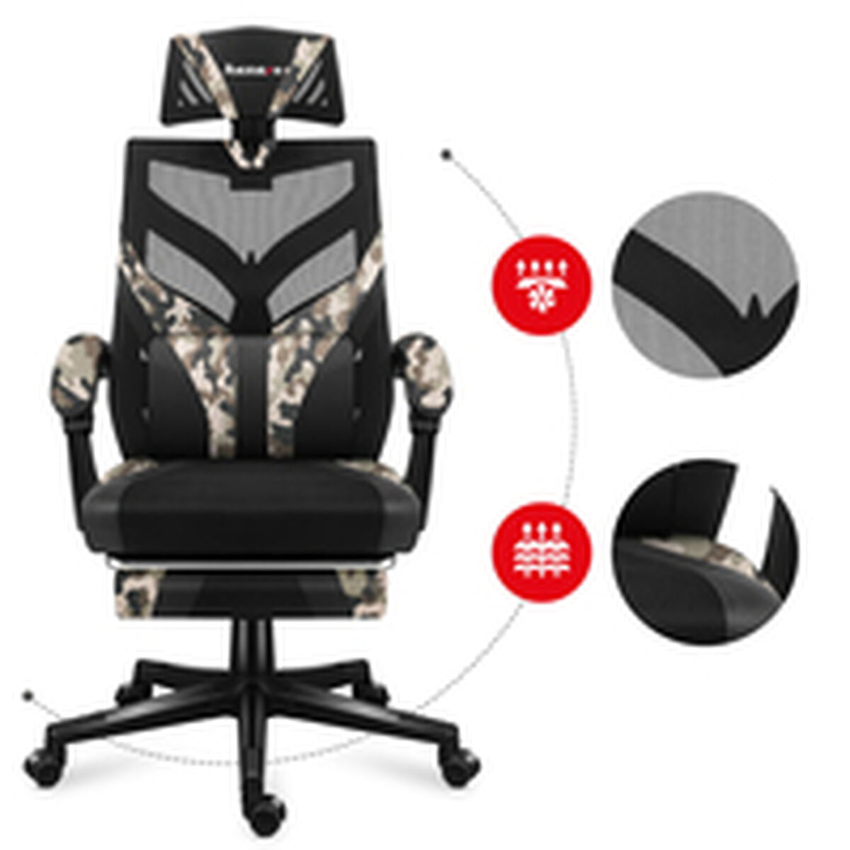 Scaun Gaming Huzaro Combat 5.0 Negru - Acasă și bucătărie, Mobilă