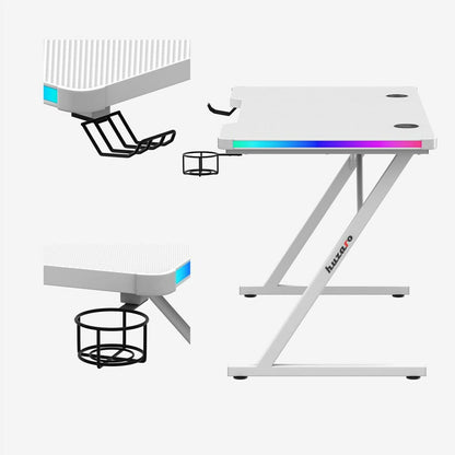 Birou Gaming Huzaro HZ-Hero 2.5 White RGB Alb 120 x 75 x 60 cm - Acasă și bucătărie, Mobilă