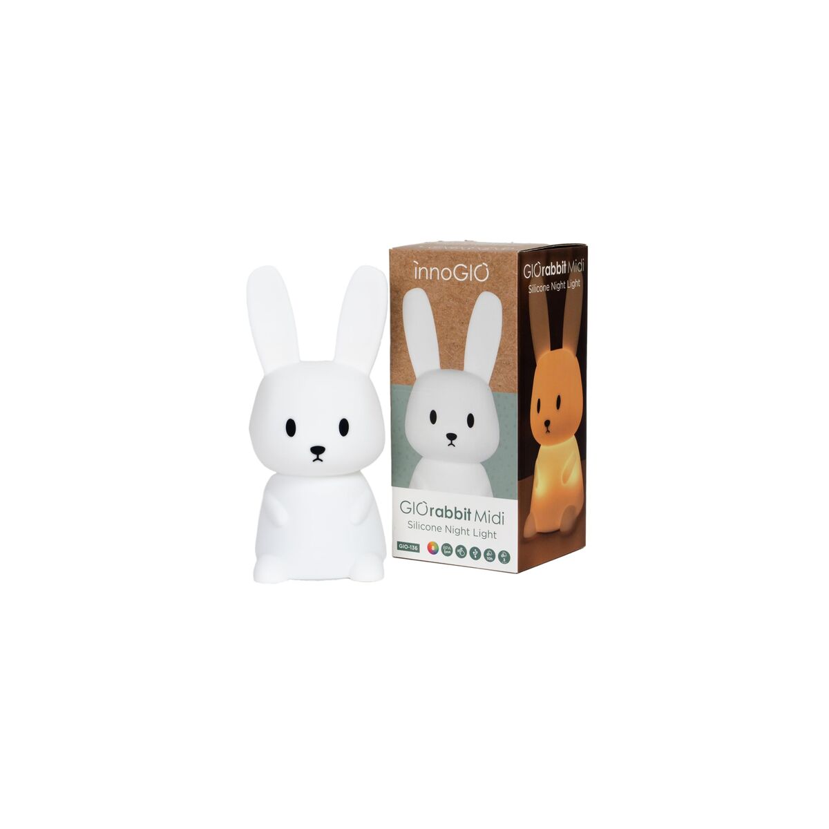 Lumină de noapte Innogio GIORABBIT 136 MIDI Alb Silicon - Iluminare, Iluminat interior