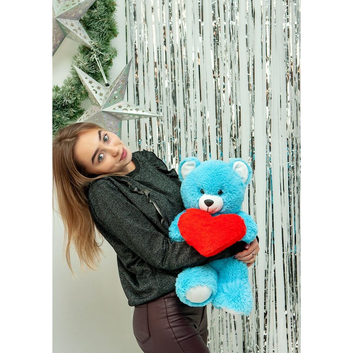 Urs de Pluș GO GIFT FRANK 50 BL Albastru Flauș Inimă 50 cm - Jucarii si jocuri, Jucării de pluș
