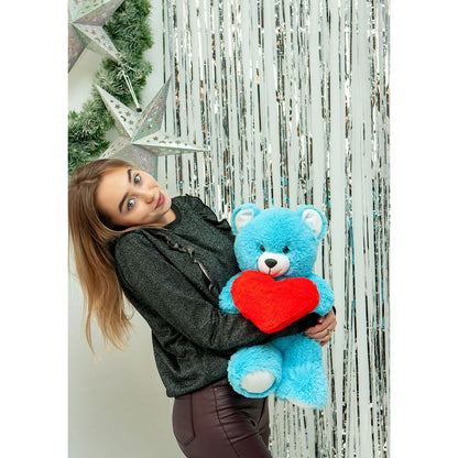 Urs de Pluș GO GIFT FRANK 50 BL Albastru Flauș Inimă 50 cm - Jucarii si jocuri, Jucării de pluș