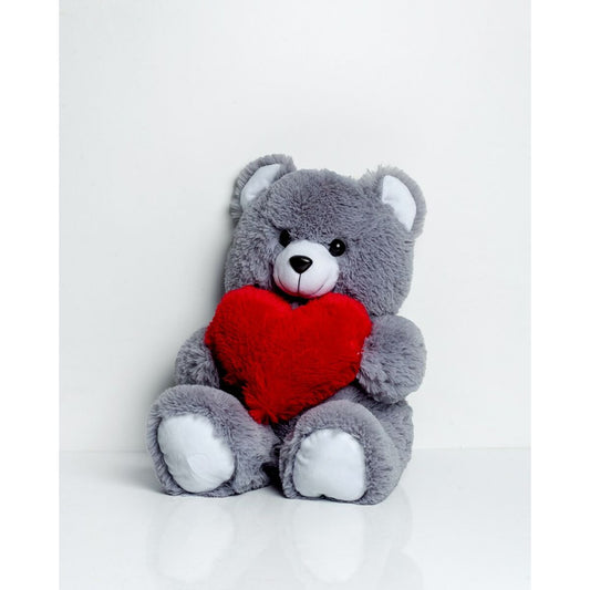 Urs de Pluș GO GIFT FRANK 50 GR Gri Flauș Inimă 50 cm - Jucarii si jocuri, Jucării de pluș