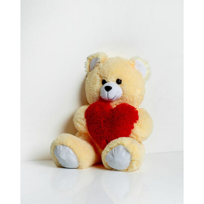 Urs de Pluș GO GIFT FRANK 50 CR Crem Flauș Inimă 50 cm - Jucarii si jocuri, Jucării de pluș