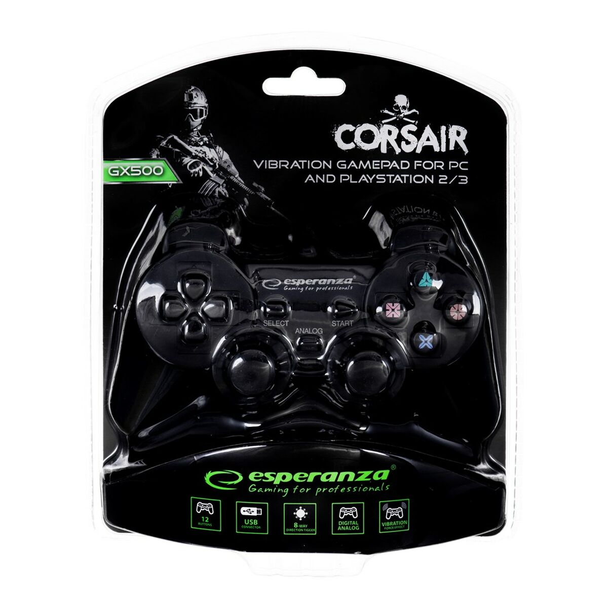 Telecomandă Gaming fără Fir Esperanza Corsair GX500 Negru PC PlayStation 3 PlayStation 2 - Electronică, Joc video