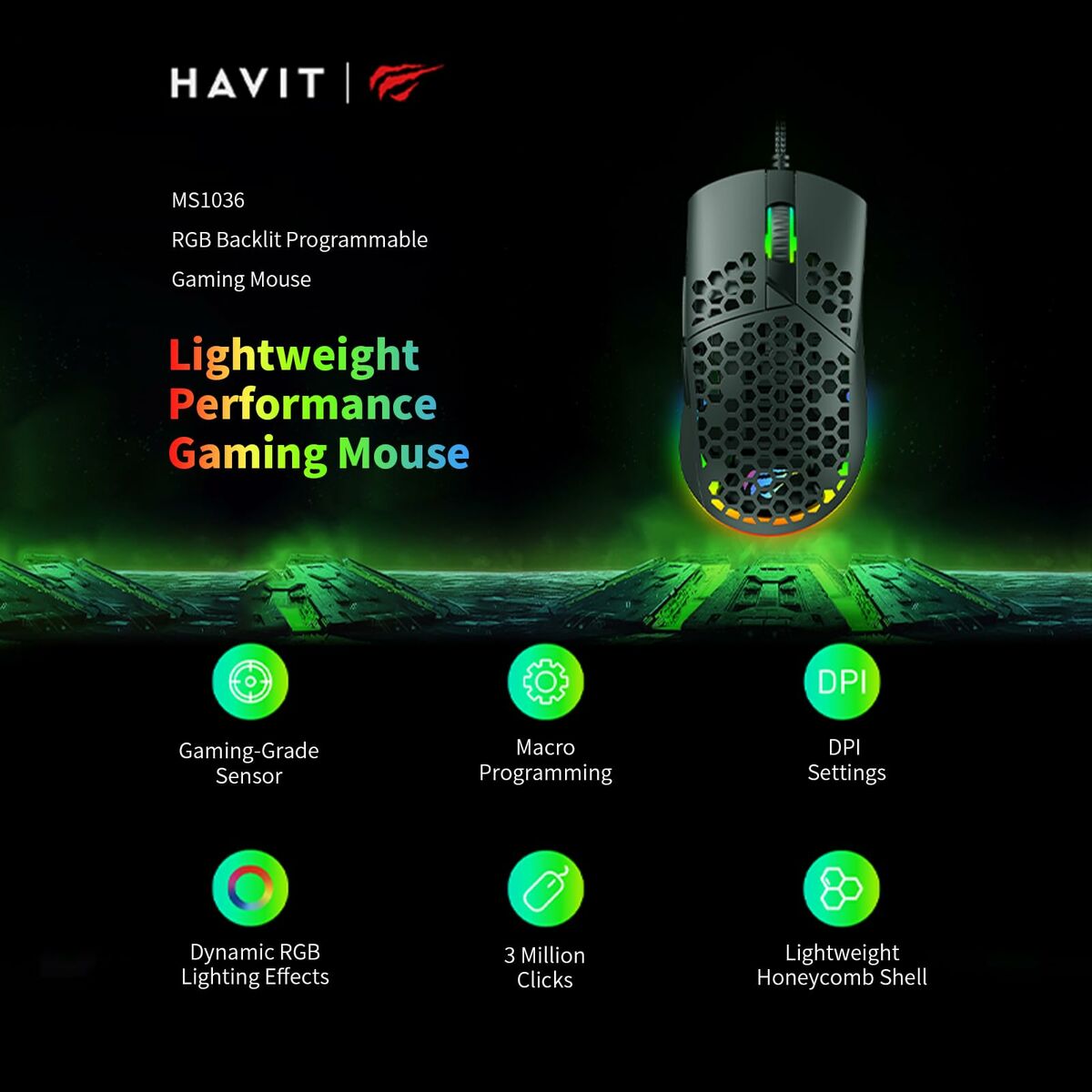 Mouse Gaming Havit MS1036 Negru - Tehnică de calcul, Accesorii