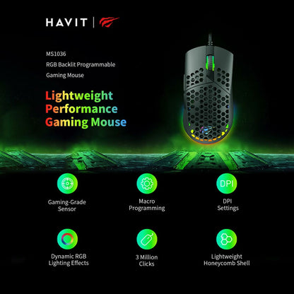 Mouse Gaming Havit MS1036 Negru - Tehnică de calcul, Accesorii