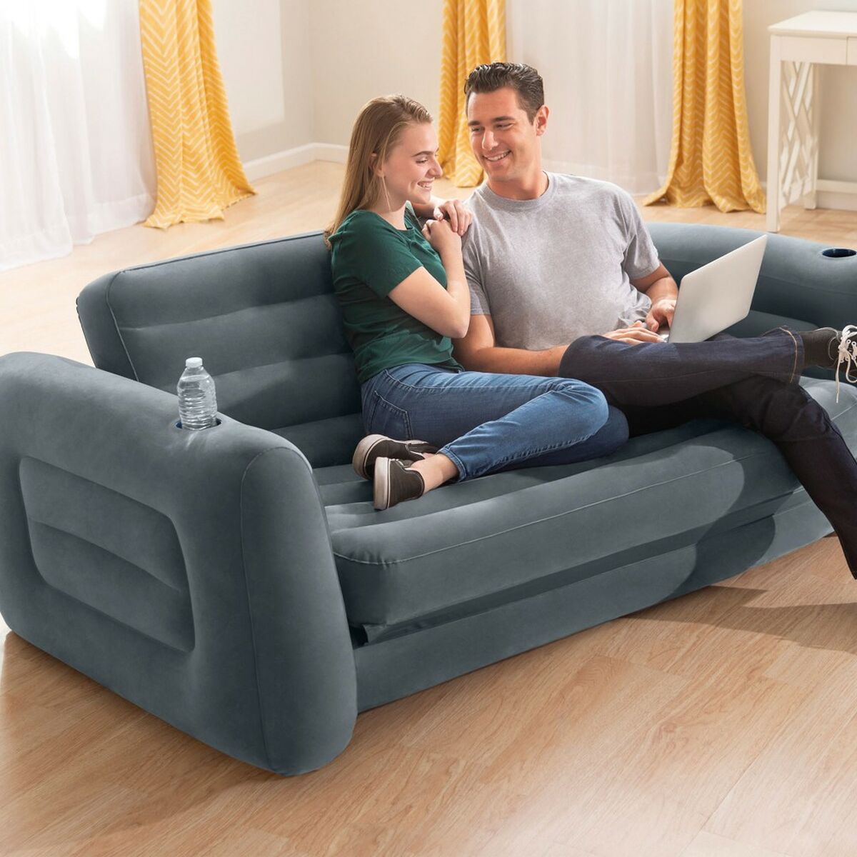 Canapea Extensibilă Gonflabilă Intex Pull-Out 203 x 66 x 224 cm Gri - Acasă și bucătărie, Mobilă