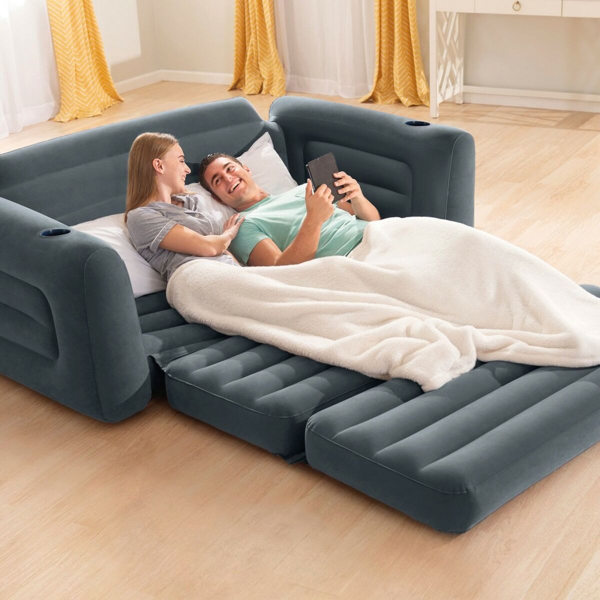 Canapea Extensibilă Gonflabilă Intex Pull-Out 203 x 66 x 224 cm Gri - Acasă și bucătărie, Mobilă