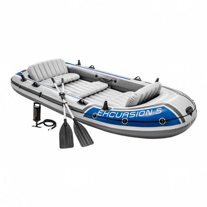 Barcă Gonflabilă Intex Excursion 5 Albastru Alb 366 x 43 x 168 cm - Sport și în aer liber, Sporturi acvatice