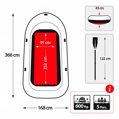 Barcă Gonflabilă Intex Excursion 5 Albastru Alb 366 x 43 x 168 cm - Sport și în aer liber, Sporturi acvatice