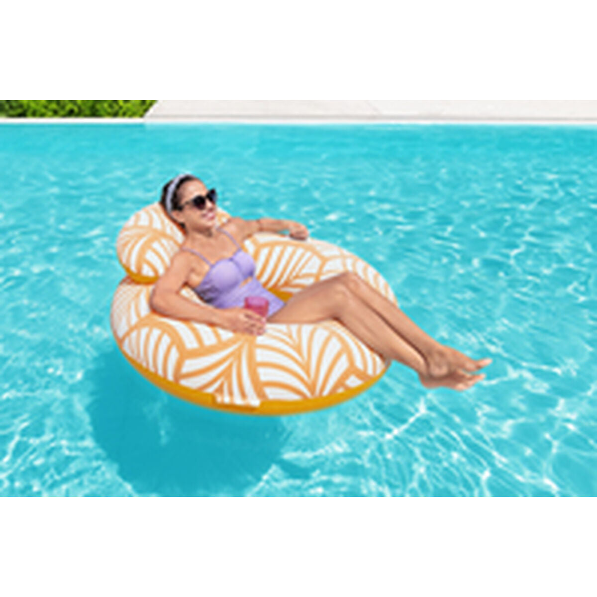 Scaun gonflabil pentru piscină Bestway Deluxe 118 x 117 cm Portocaliu - Jucarii si jocuri, În aer liber și sport