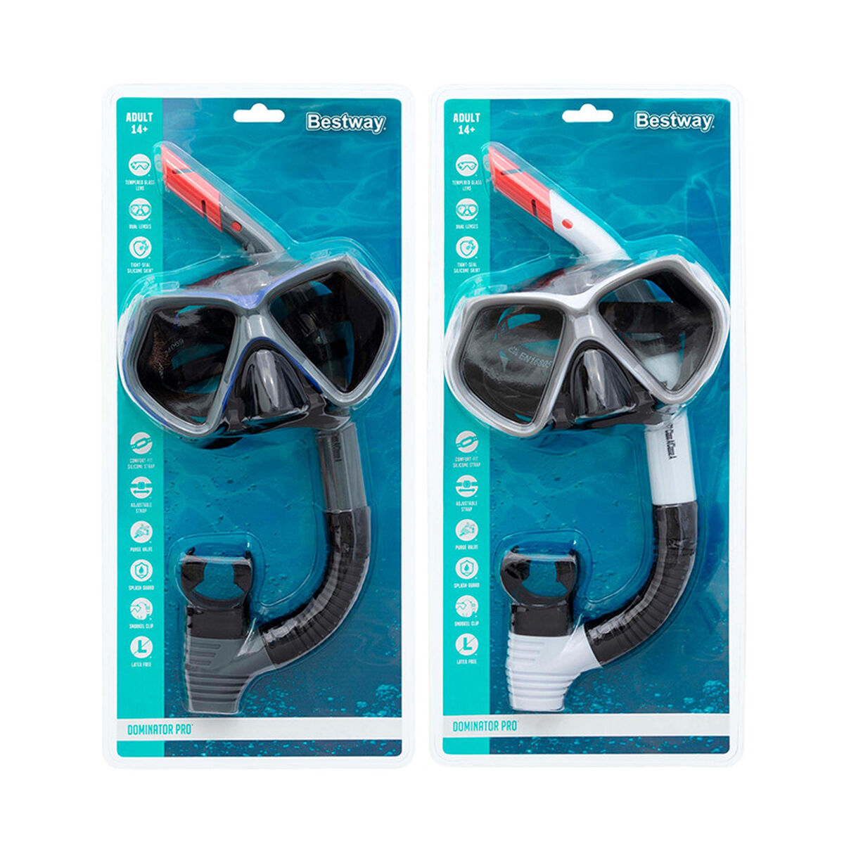 Ochelari de Scufundare cu Tub Bestway Alb Gri Adult (1 Unități) - Sport și în aer liber, Sporturi acvatice