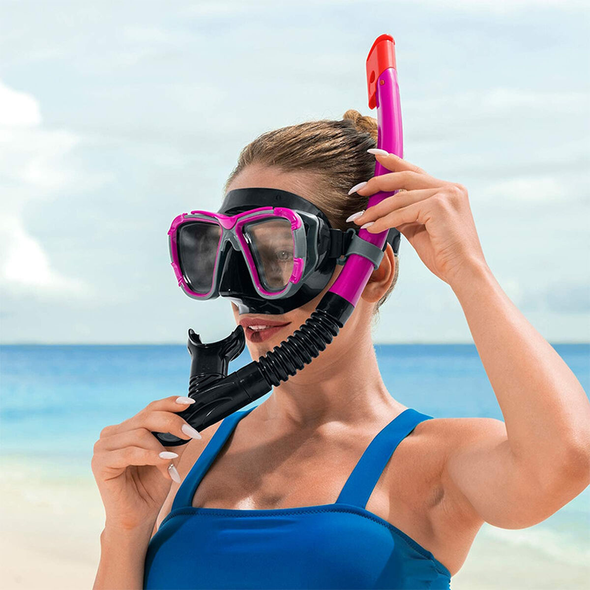 Ochelari de Scufundare cu Tub Bestway Gri Roz Adult (1 Unități) - Sport și în aer liber, Sporturi acvatice