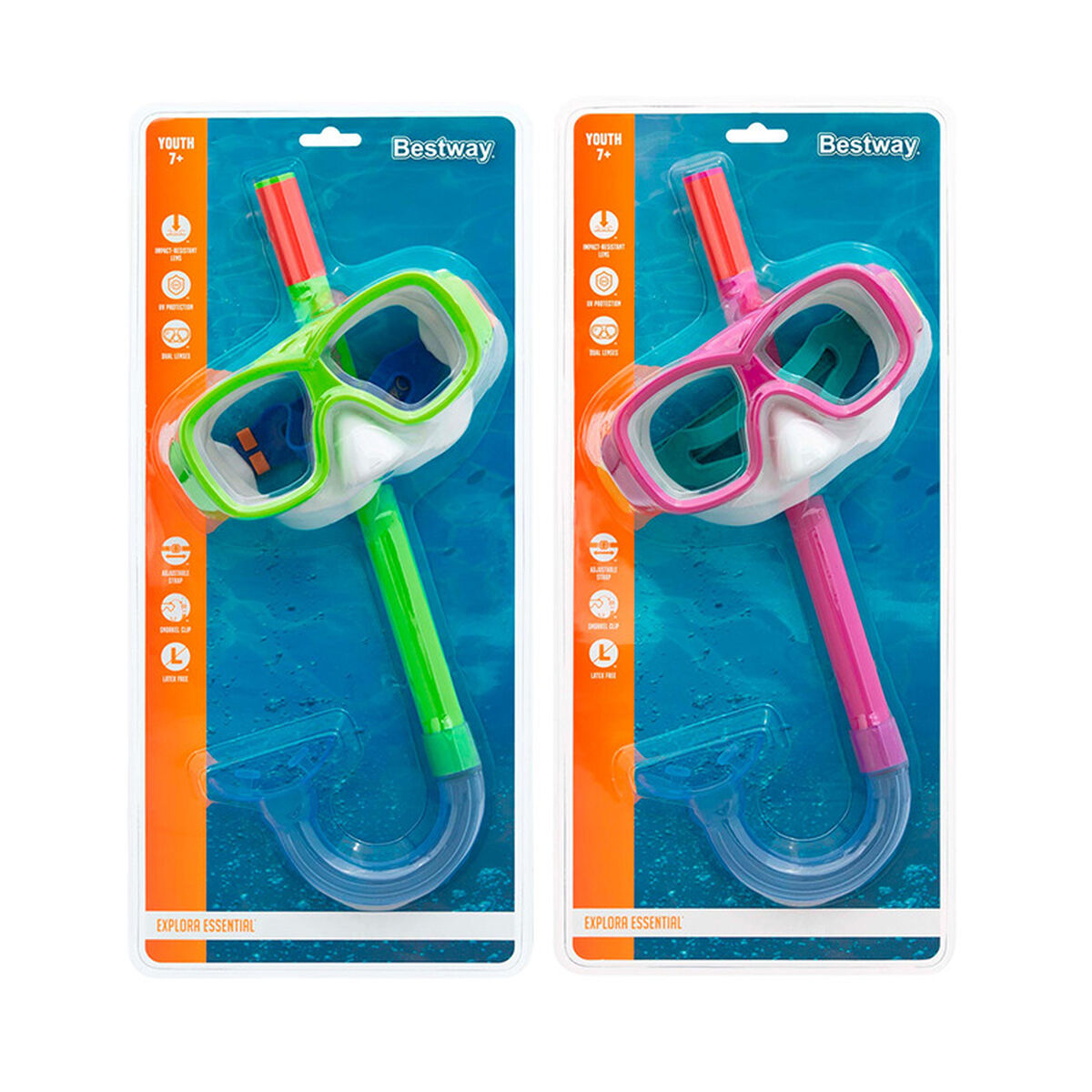 Ochelari de Scufundare cu Tub pentru Copii Bestway Verde Roz (1 Unități) - Sport și în aer liber, Sporturi acvatice