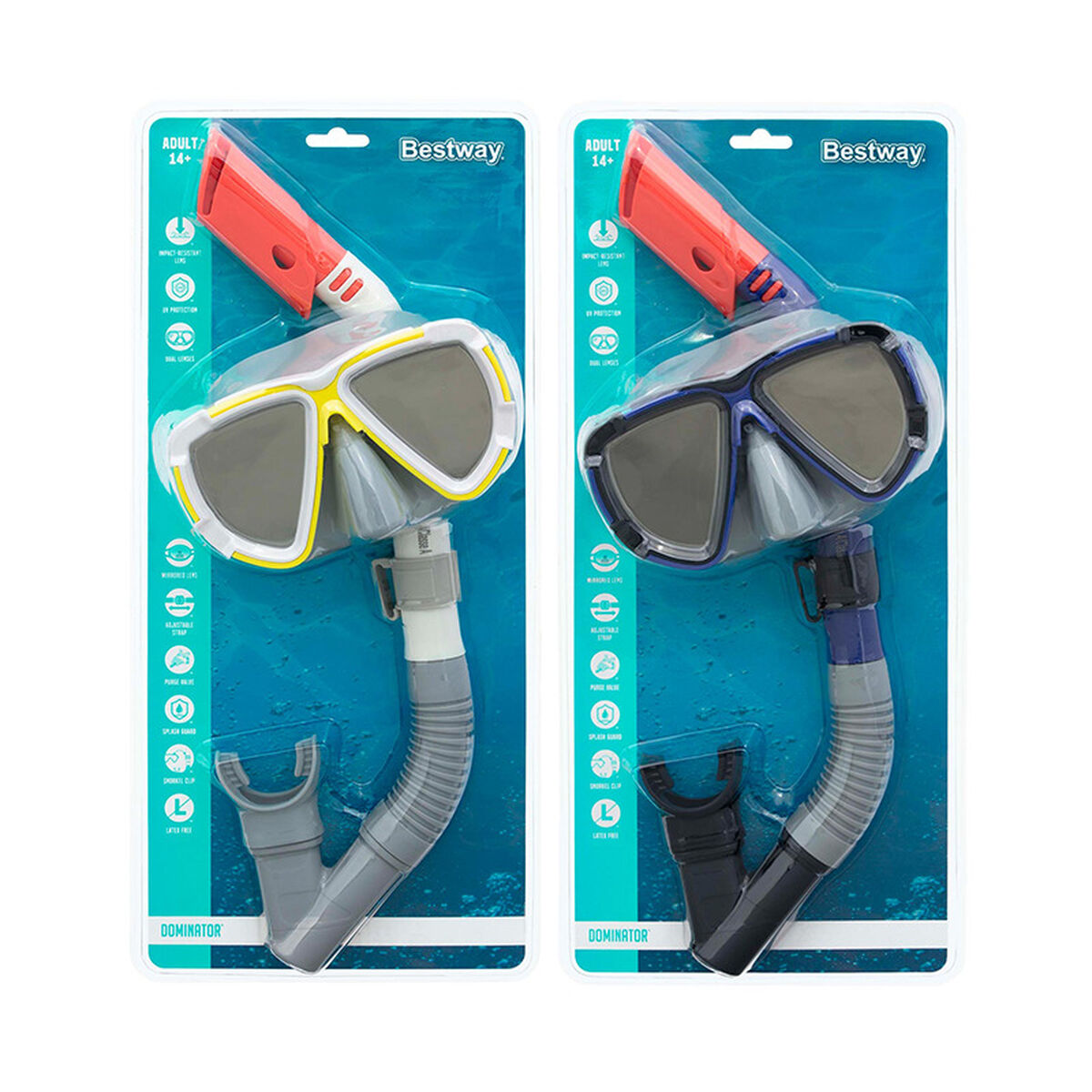 Ochelari de Scufundare cu Tub Bestway Alb Albastru închis Adult (1 Unități) - Sport și în aer liber, Sporturi acvatice