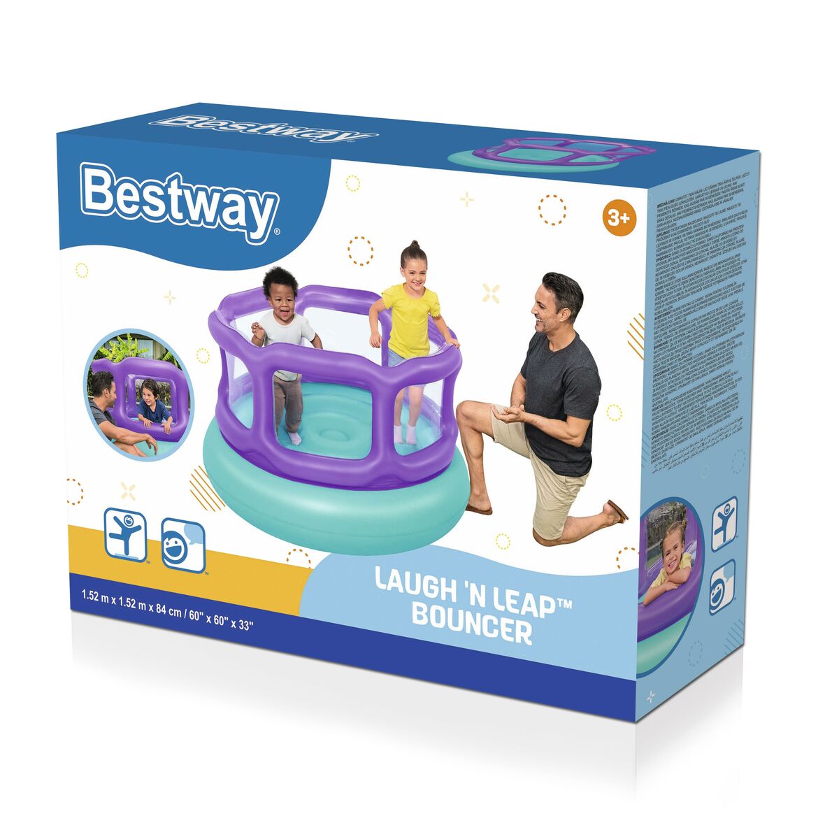 Bestway Saltador Inflabil cu Bile 152x152x84 cm +3 Ani Interior și Grădină 52646 - Jucarii si jocuri, În aer liber și sport
