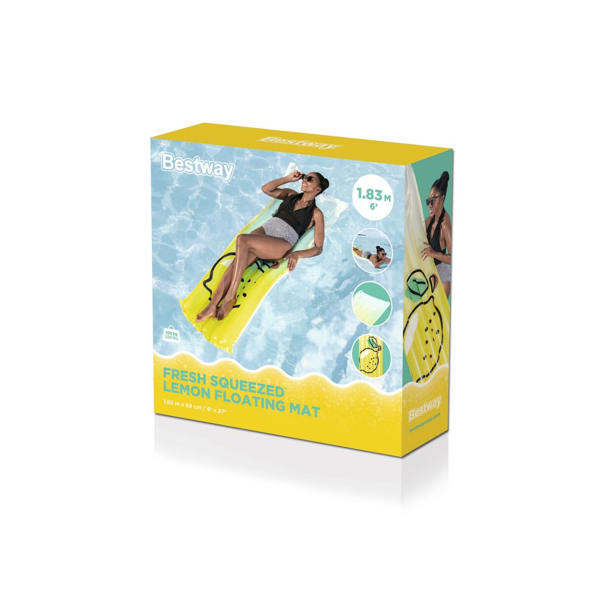 Bestway Colchoneta Inflabilă Limon 183x69 cm Plajă și Piscină 44122 - Jucarii si jocuri, În aer liber și sport