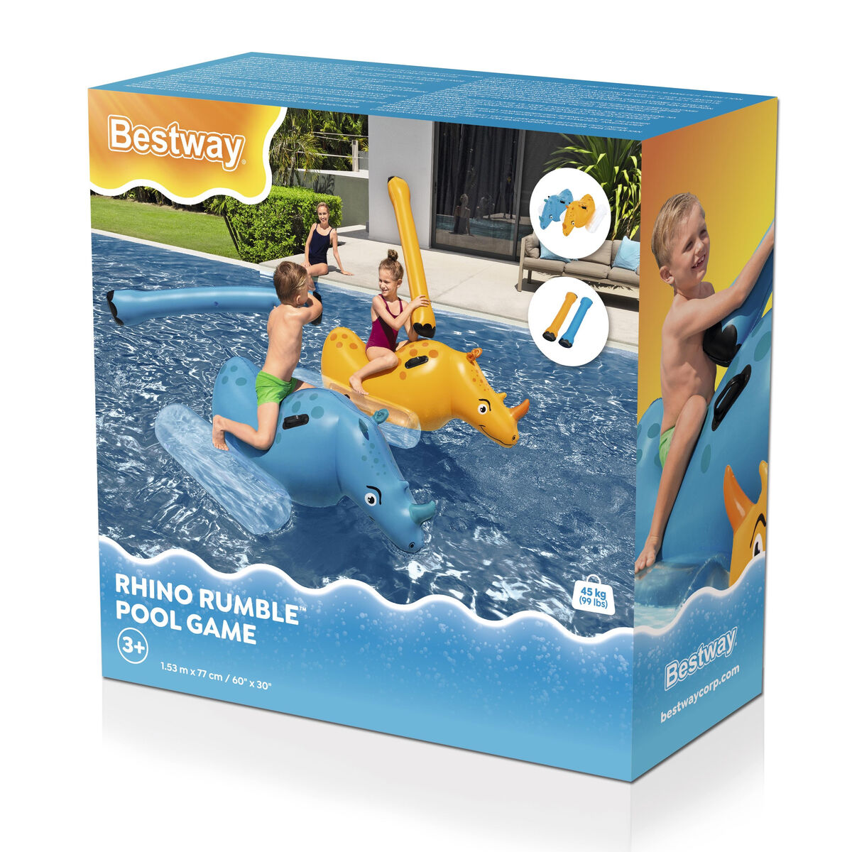 Bestway Juego Flotant Rinoceronti 153x77 cm +3 Ani Piscină 41522 - Jucarii si jocuri, În aer liber și sport
