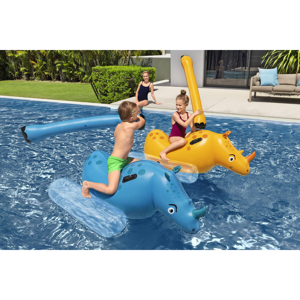 Bestway Juego Flotant Rinoceronti 153x77 cm +3 Ani Piscină 41522 - Jucarii si jocuri, În aer liber și sport
