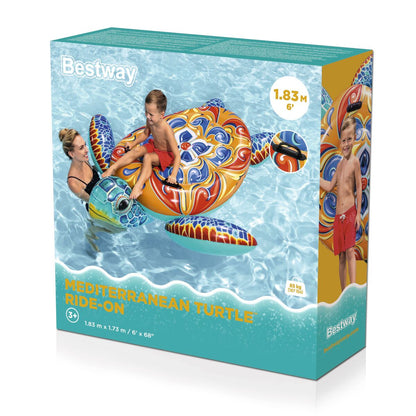 Bestway Figură Inflatable Țestoasă Mediteraneană cu Mânere 183x173 cm +3 Ani Plajă/Piscină 41523 - Jucarii si jocuri, În aer liber și sport