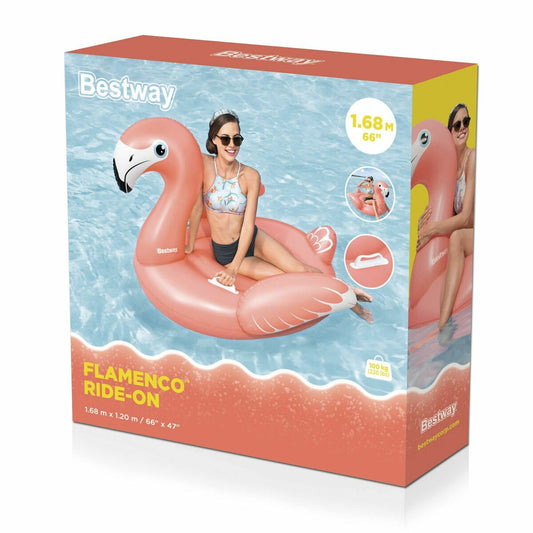 Bestway Figură Inflatable Flamingo cu Mânere 168x120 cm +3 Ani Plajă și Piscină 41526 - Jucarii si jocuri, În aer liber și sport