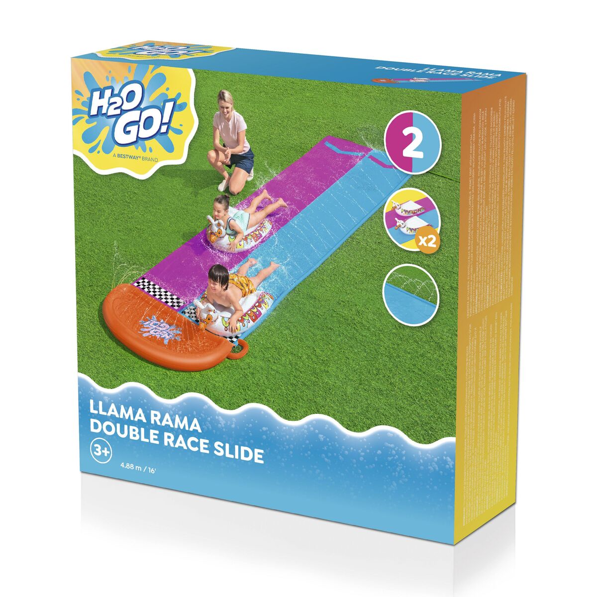 Bestway Pista Deslizantă cu Hinchables Dublu Animale Llama 488x138 cm +3 Ani Grădină 52320 - Jucarii si jocuri, În aer liber și sport