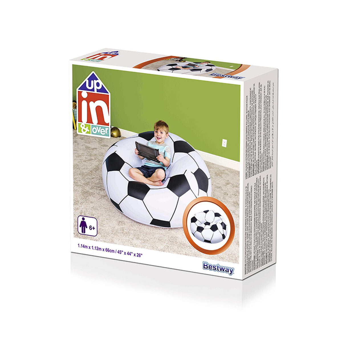 Scaun gonflabil Bestway Multicolor 114 x 112 x 71 cm 112 x 114 x 66 cm Minge de Fotbal - Curte, Mobilier de grădină și accesorii