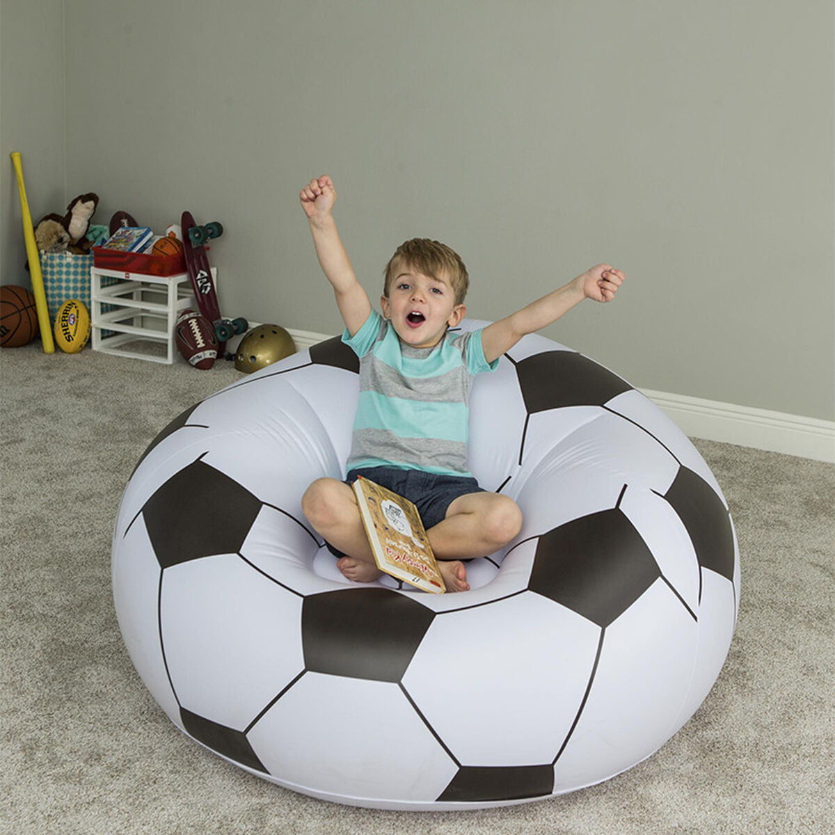 Scaun gonflabil Bestway Multicolor 114 x 112 x 71 cm 112 x 114 x 66 cm Minge de Fotbal - Curte, Mobilier de grădină și accesorii