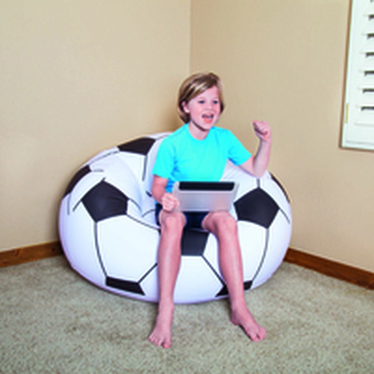 Scaun gonflabil Bestway Multicolor 114 x 112 x 71 cm 112 x 114 x 66 cm Minge de Fotbal - Curte, Mobilier de grădină și accesorii
