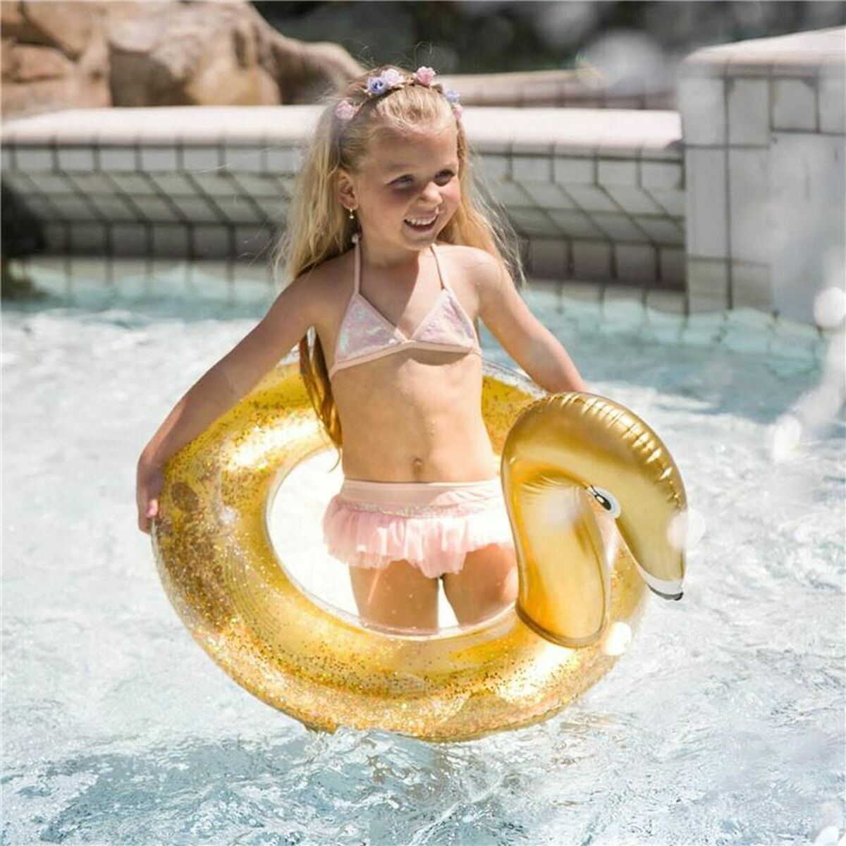 Colac Gonflabil Swim Essentials Swan Glitter - Jucarii si jocuri, În aer liber și sport