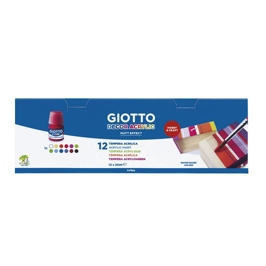 Tempera Giotto Decor Multicolor 12 Piese 25 ml (12 Unități) - Birou și papetărie, Arte și Meserii