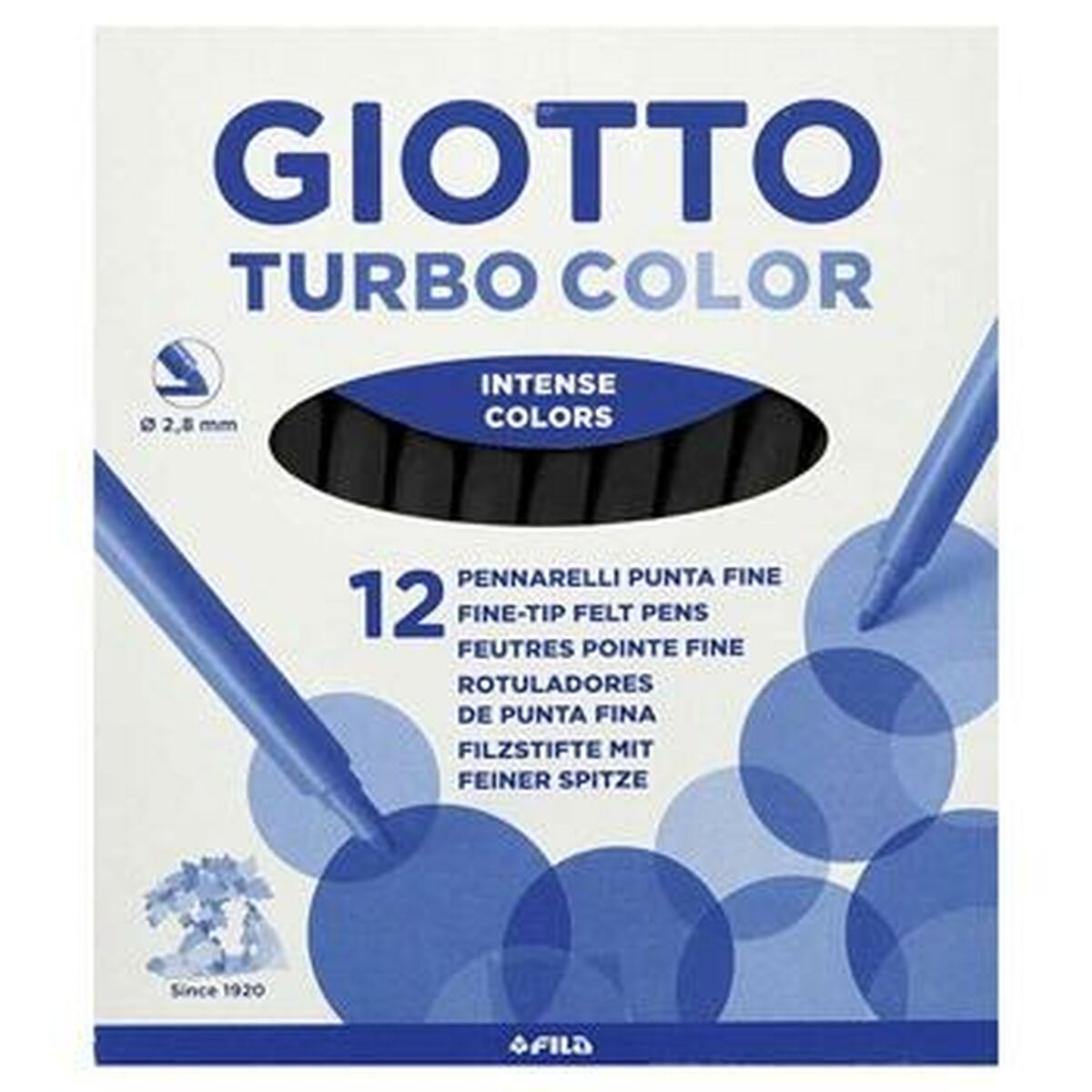 Set de Carioci Giotto TURBO COLOR Negru 12 Piese (100 Unități) - Birou și papetărie, Pixuri, creioane și articole de scris