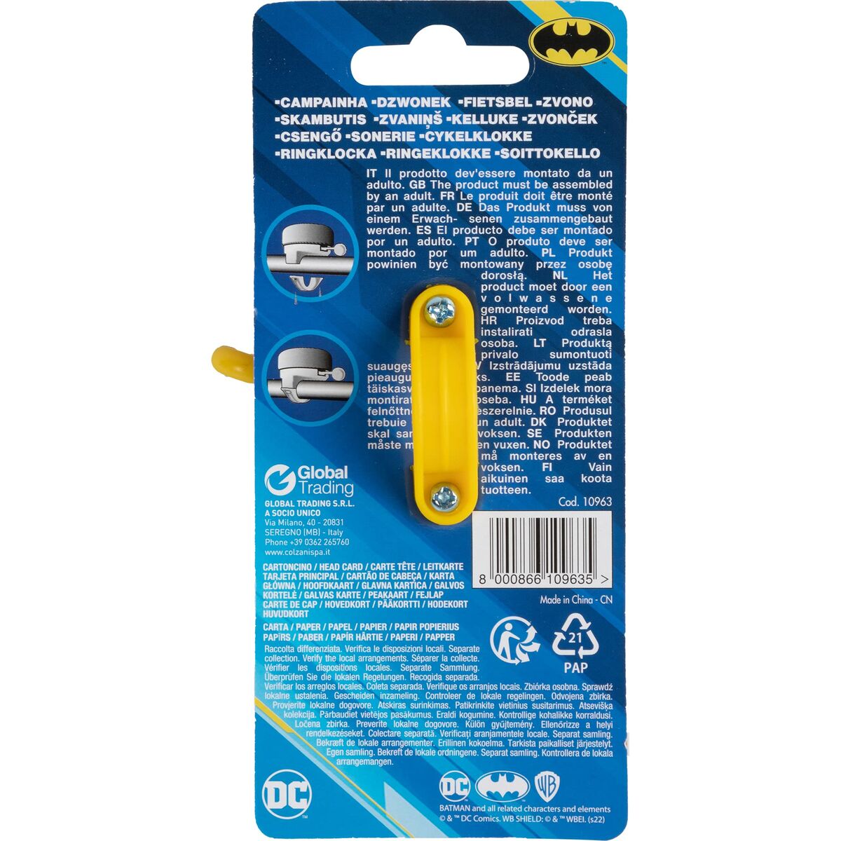 Buzunar pentru biciclete pentru copii Batman CZ10963 Negru/Galben - Sport și în aer liber, Ciclism