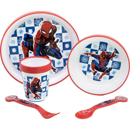 Set de Menaj pentru Copii Spider-Man CZ11308 Plastic (5 Piese) - Acasă și bucătărie, Tacâmuri, veselă și sticlărie