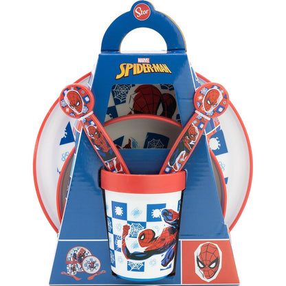 Set de Menaj pentru Copii Spider-Man CZ11308 Plastic (5 Piese) - Acasă și bucătărie, Tacâmuri, veselă și sticlărie
