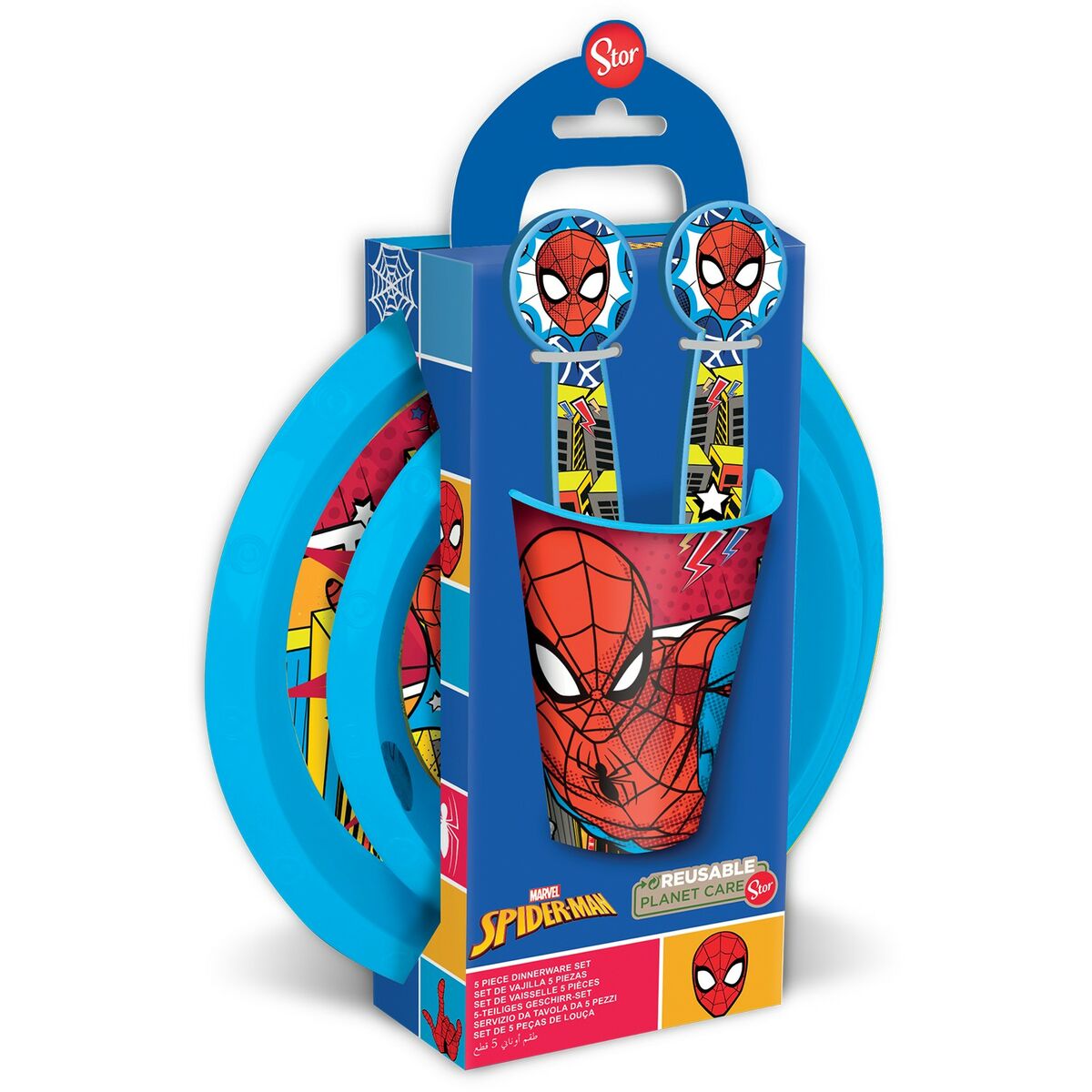 Set de Menaj pentru Copii Spider-Man CZ11313 Plastic (5 Piese) - Acasă și bucătărie, Tacâmuri, veselă și sticlărie