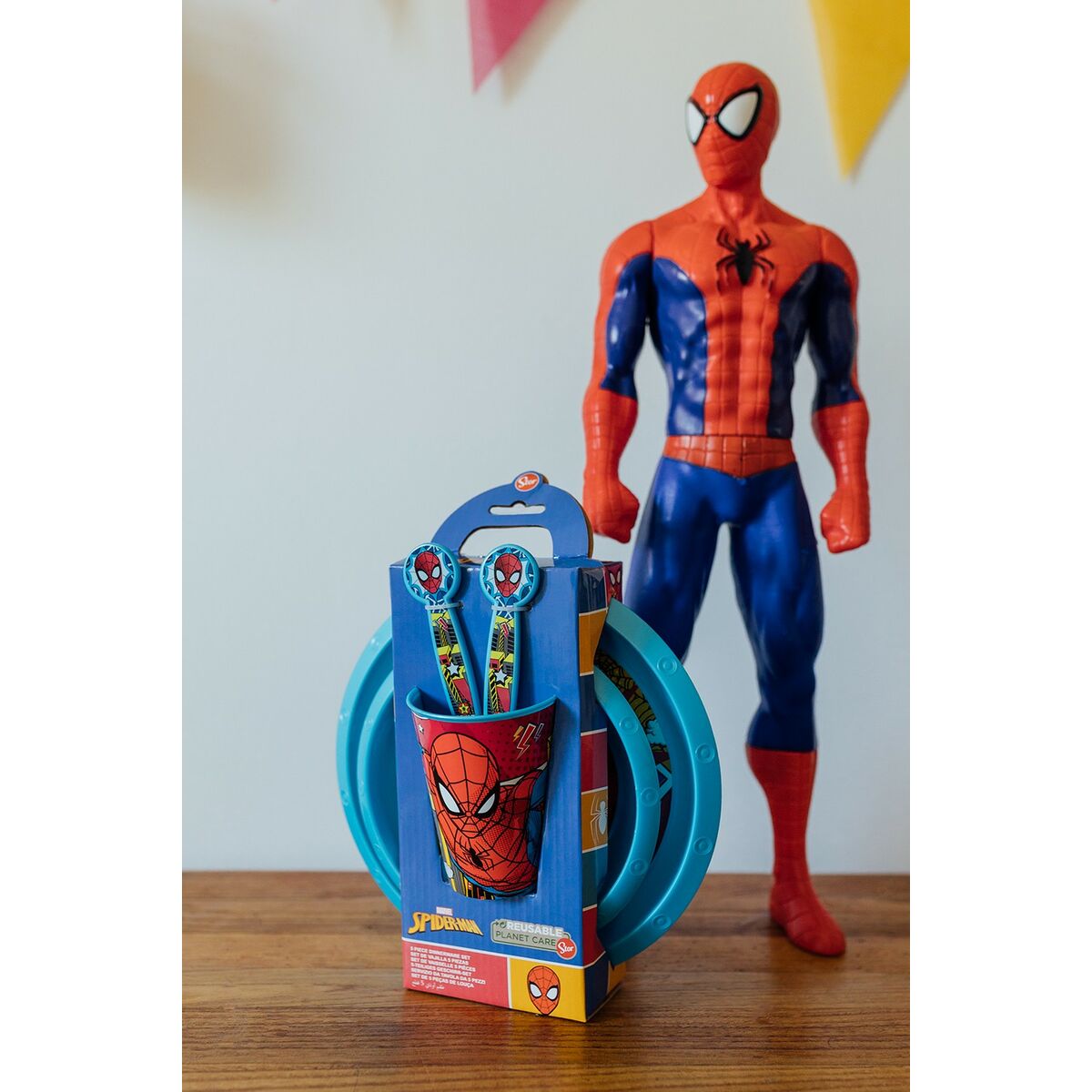 Set de Menaj pentru Copii Spider-Man CZ11313 Plastic (5 Piese) - Acasă și bucătărie, Tacâmuri, veselă și sticlărie