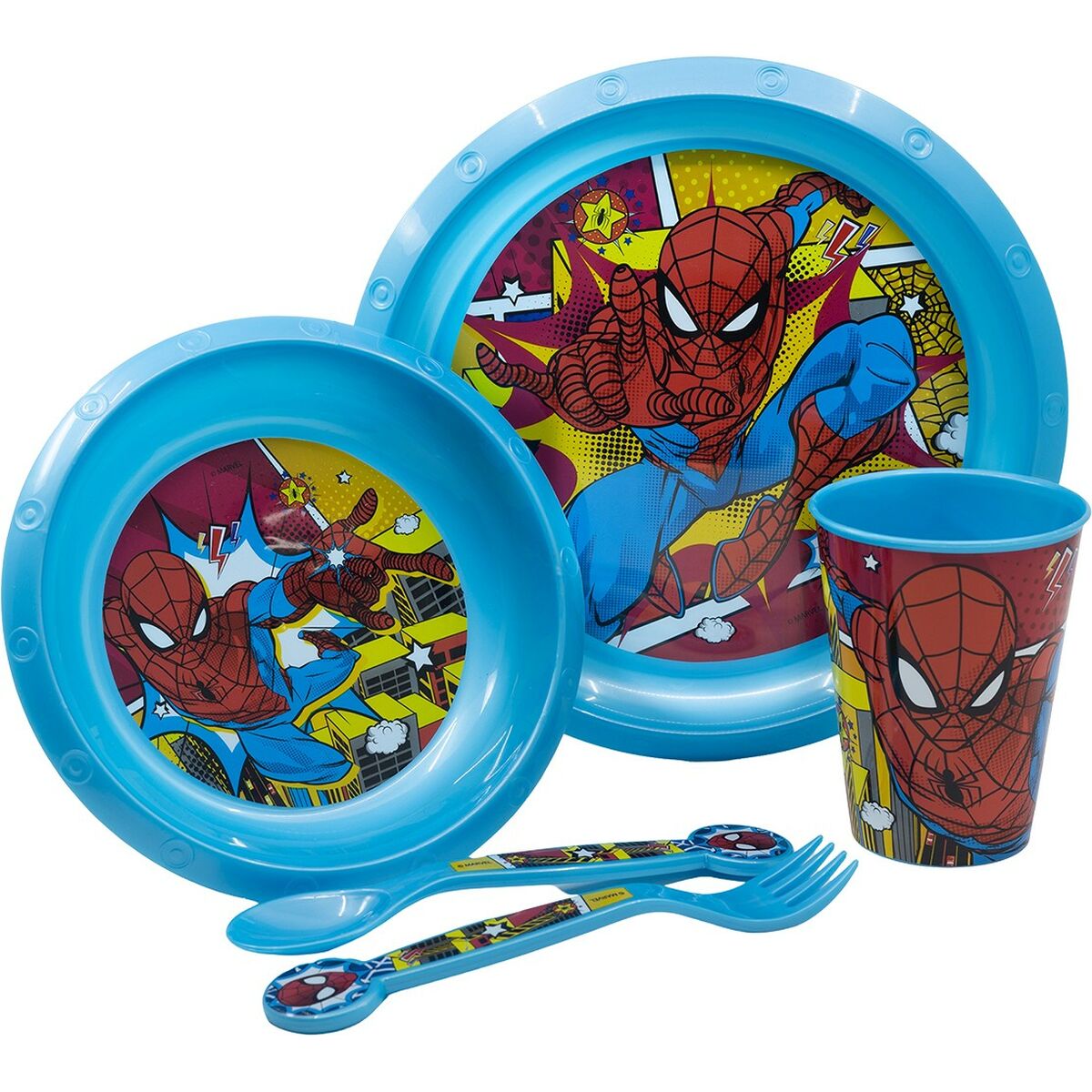 Set de Menaj pentru Copii Spider-Man CZ11313 Plastic (5 Piese) - Acasă și bucătărie, Tacâmuri, veselă și sticlărie