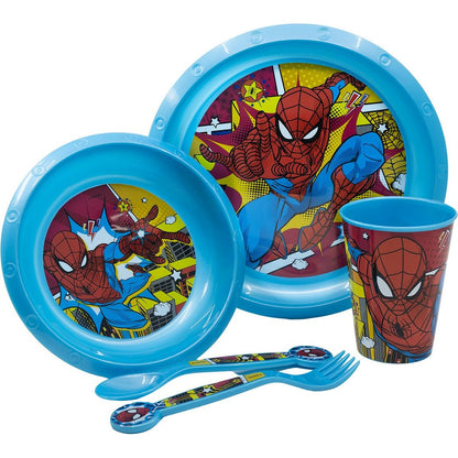 Set de Menaj pentru Copii Spider-Man CZ11313 Plastic (5 Piese) - Acasă și bucătărie, Tacâmuri, veselă și sticlărie
