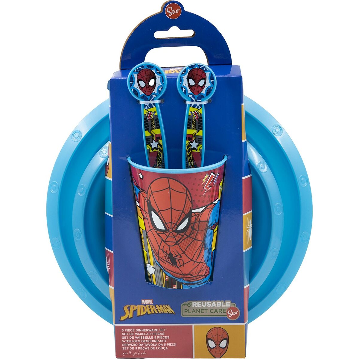 Set de Menaj pentru Copii Spider-Man CZ11313 Plastic (5 Piese) - Acasă și bucătărie, Tacâmuri, veselă și sticlărie