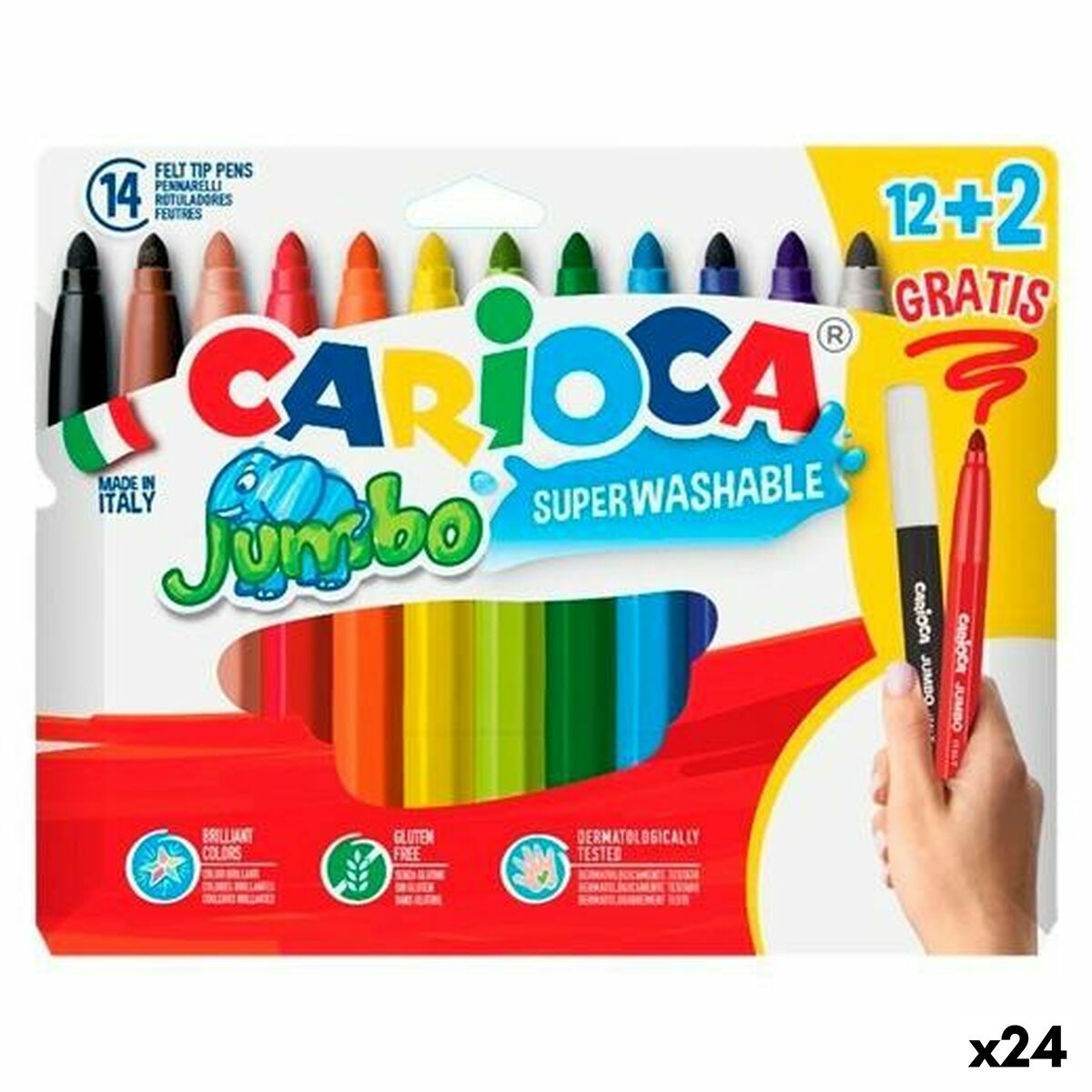 Set de Carioci Carioca JUMBO Multicolor 12 Piese (24 Unități) - Birou și papetărie, Pixuri, creioane și articole de scris