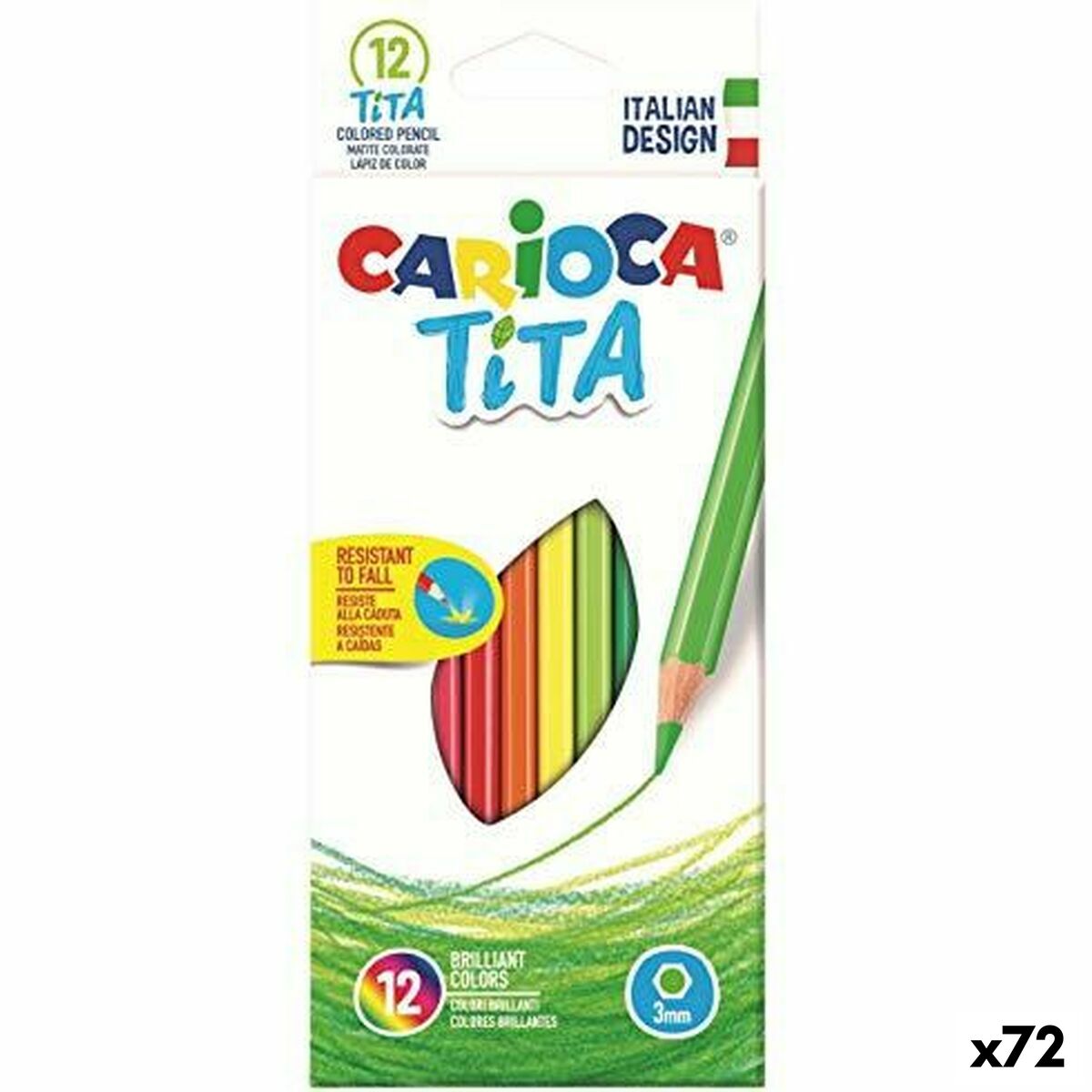Set de Creioane Carioca Tita 12 Piese Multicolor (72 Unități) - Birou și papetărie, Arte și Meserii