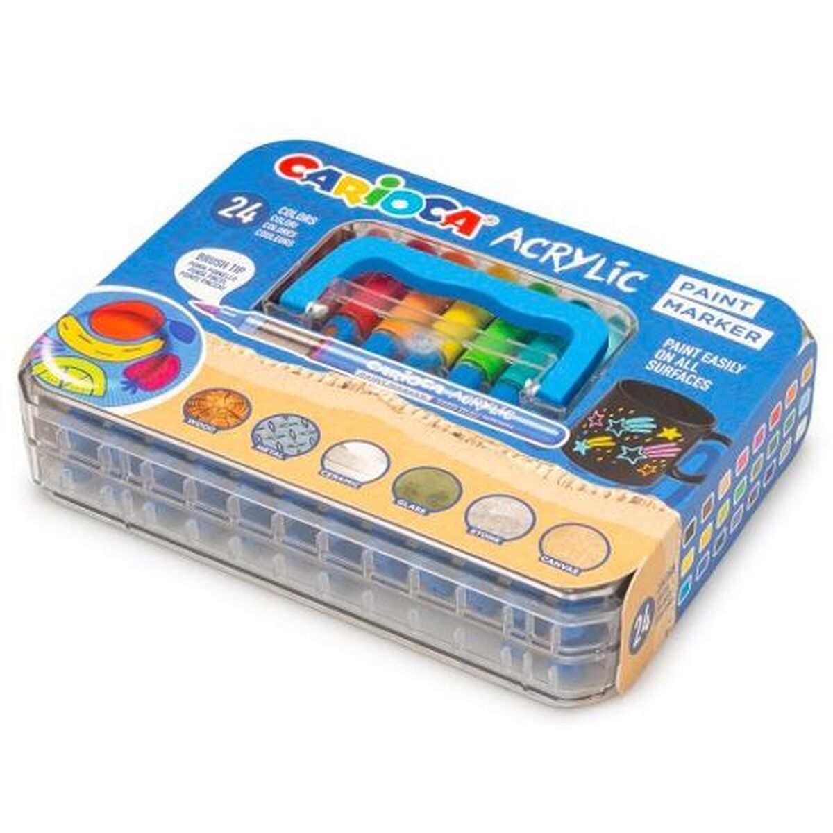 Set de Carioci Carioca Acrylic PAINT MARKER Multicolor 24 Piese (6 Unități) - Birou și papetărie, Pixuri, creioane și articole de scris