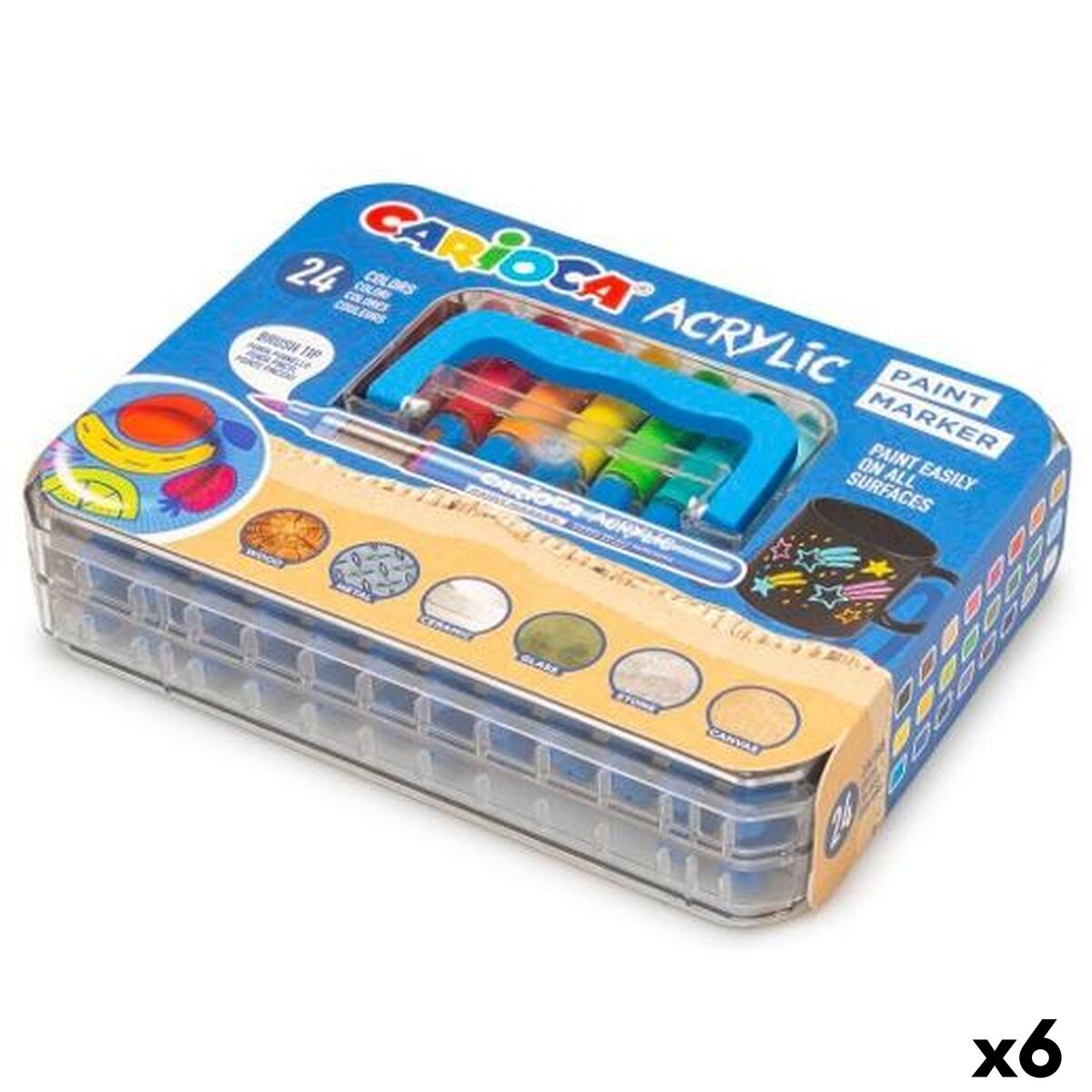 Set de Carioci Carioca Acrylic PAINT MARKER Multicolor 24 Piese (6 Unități) - Birou și papetărie, Pixuri, creioane și articole de scris