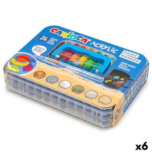 Set de Carioci Carioca Acrylic PAINT MARKER Multicolor 24 Piese (6 Unități) - Birou și papetărie, Pixuri, creioane și articole de scris