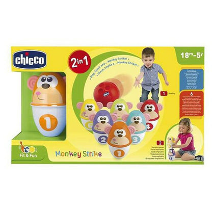 Joc de Popice Monkey Strike Chicco (7 pcs) - Bebelus, Jucăriile copilăriei timpurii